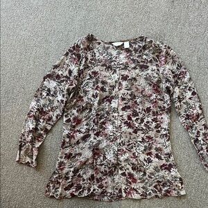 J. Jill Floral Long Sleeve Top size medium
